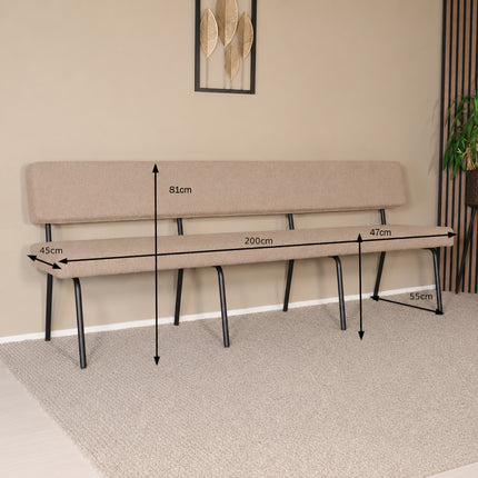 Eetkamerbank Wendy 200cm bruin stof
