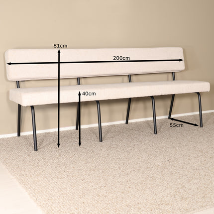 Eetkamerbank Wendy 200cm zand stof