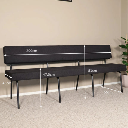 Eetkamerbank Wendy 200cm zwart stof