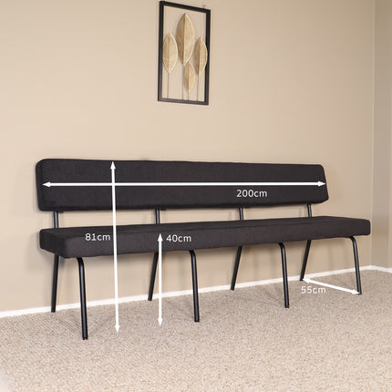 Eetkamerbank Wendy 200cm zwart stof