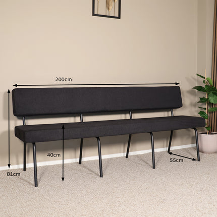 Eetkamerbank Wendy 200cm zwart stof