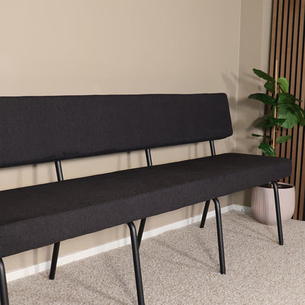 Eetkamerbank Wendy 200cm zwart stof