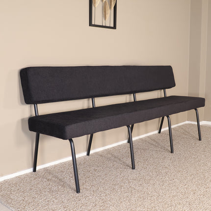 Eetkamerbank Wendy 200cm zwart stof