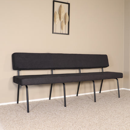 Eetkamerbank Wendy 200cm zwart stof