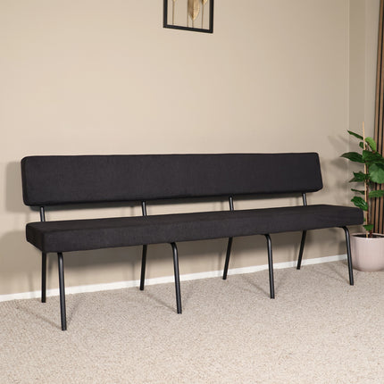 Eetkamerbank Wendy 200cm zwart stof
