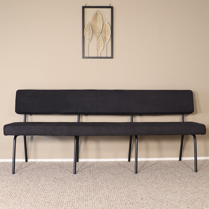Eetkamerbank Wendy 200cm zwart stof