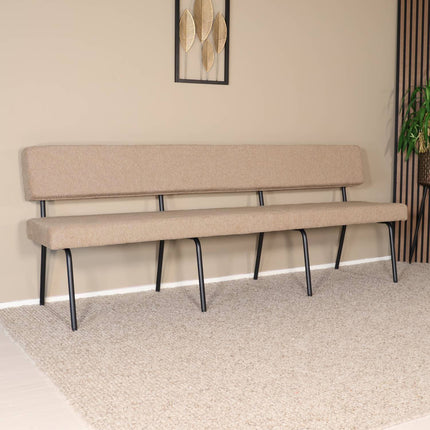 Eetkamerbank Wendy 220cm bruin stof