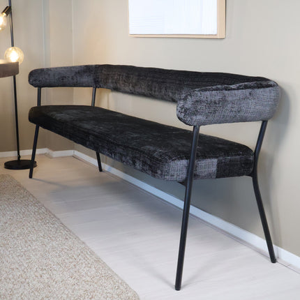Eetkamerbank Meggie 180cm zwart chenille