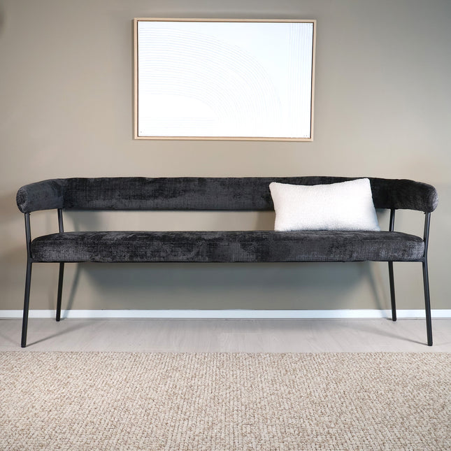 Eetkamerbank Meggie 180cm zwart chenille