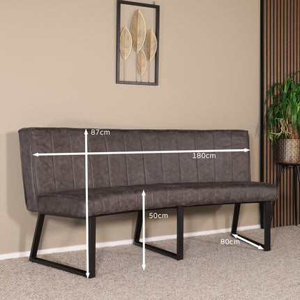 Eetkamerbank ovaal Menzo 180cm antraciet microvezel