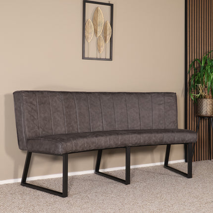 Eetkamerbank ovaal Menzo 180cm antraciet microvezel