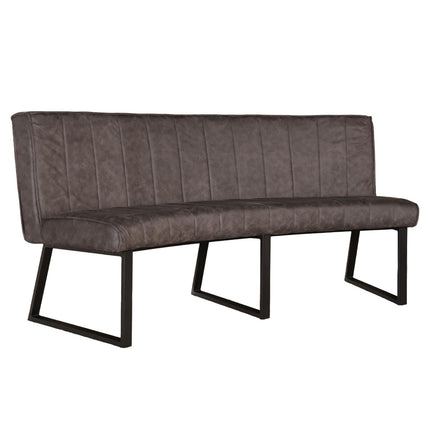 Eetkamerbank ovaal Menzo 180cm antraciet microvezel