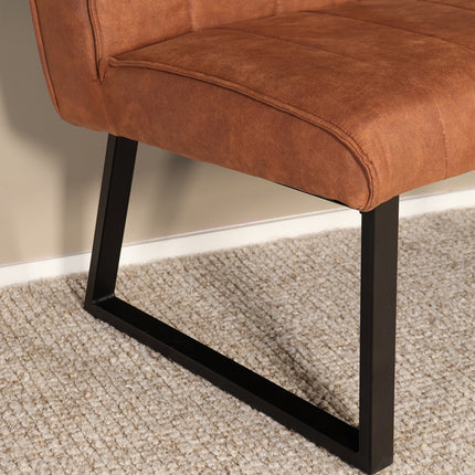 Eetkamerbank ovaal Menzo 180cm cognac microvezel