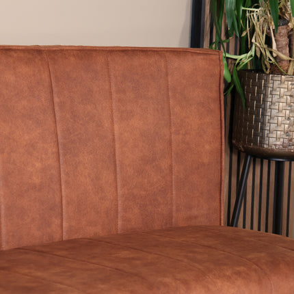 Eetkamerbank ovaal Menzo 180cm cognac microvezel