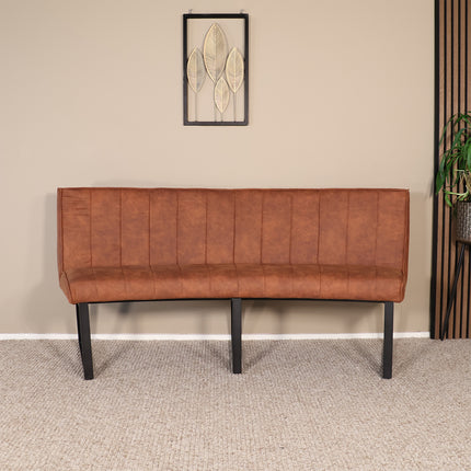 Eetkamerbank ovaal Menzo 180cm cognac microvezel