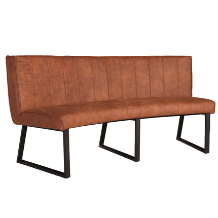 Eetkamerbank ovaal Menzo 180cm cognac microvezel