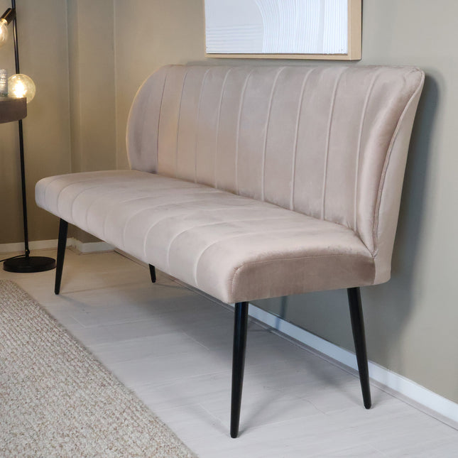 Eetkamerbank Sally 160cm champagne velvet