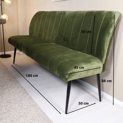 Eetkamerbank Sally 180cm donkergroen velvet