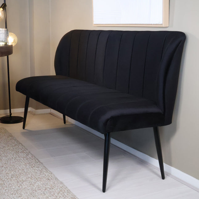 Eetkamerbank Sally 160cm zwart velvet
