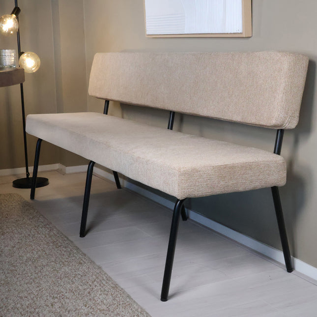 Eetkamerbank Wendy 180cm beige stof