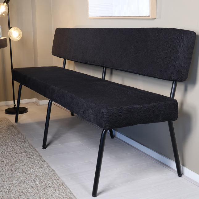 Eetkamerbank Wendy 180cm zwart stof