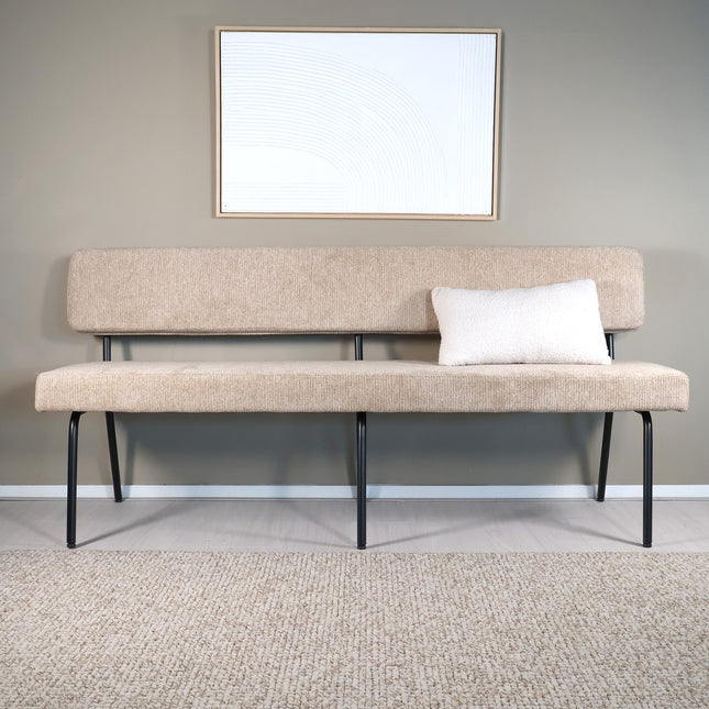 Eetkamerbank Wendy 180cm beige stof