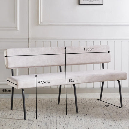 Eetkamerbank Wendy 180cm wit velvet