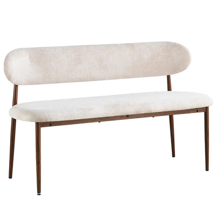 Eetkamerbank Japandi 140cm beige Reika walnoot