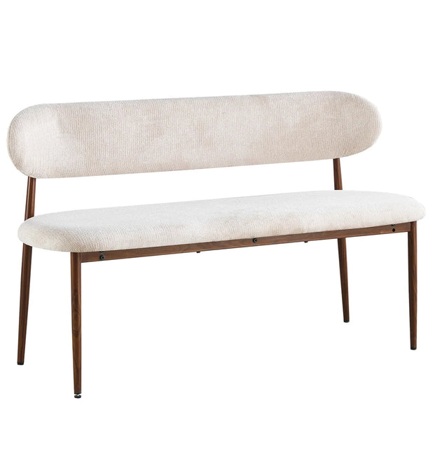 Eetkamerbank Japandi 140cm beige Reika walnoot