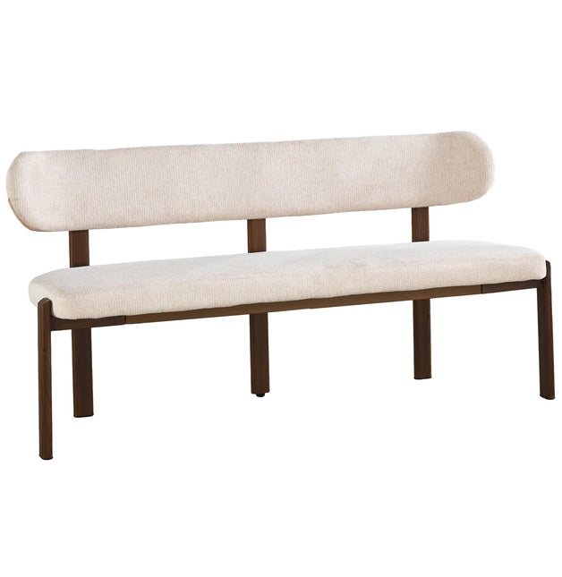 Eetkamerbank Japandi 160cm beige Naomi walnoot