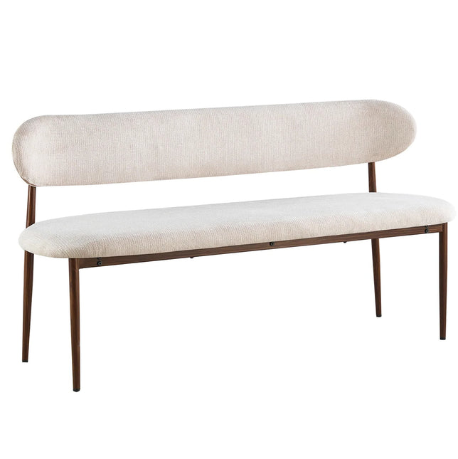Eetkamerbank Japandi 160cm beige Reika walnoot