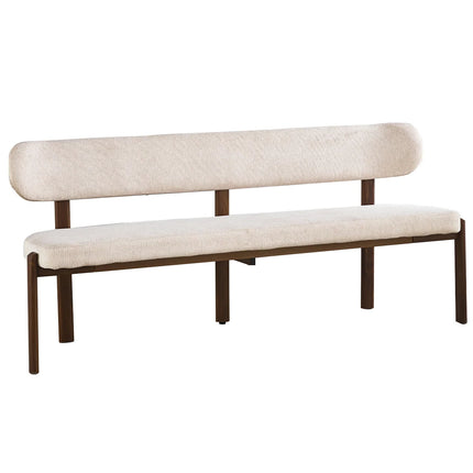 Eetkamerbank Japandi 180cm beige Naomi walnoot