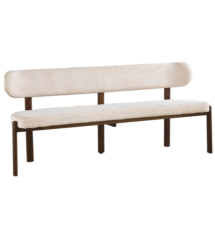 Eetkamerbank Japandi 180cm beige Naomi walnoot