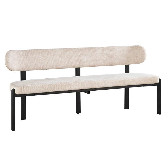 Eetkamerbank Japandi 160cm beige Naomi zwart