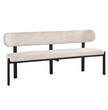 Eetkamerbank Japandi 160cm beige Naomi zwart