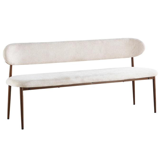 Eetkamerbank Japandi 180cm beige Reika walnoot