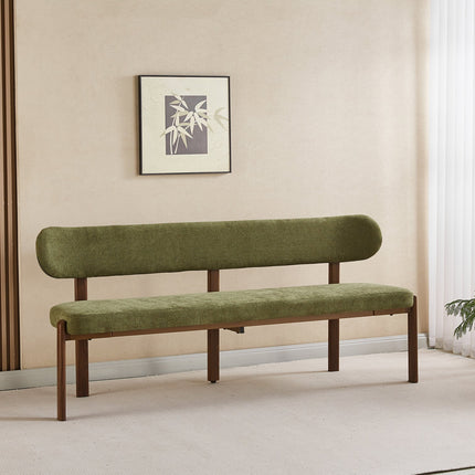 Eetkamerbank Japandi 180cm groen Naomi walnoot