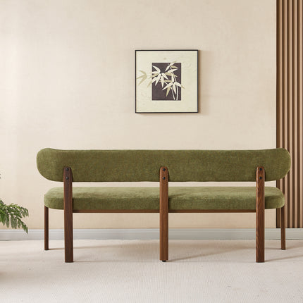 Eetkamerbank Japandi 180cm groen Naomi walnoot