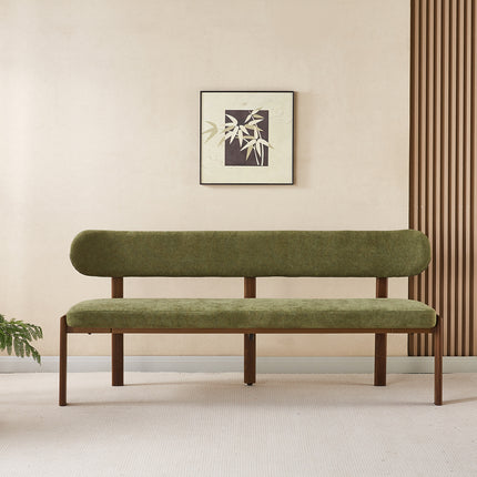 Eetkamerbank Japandi 180cm groen Naomi walnoot