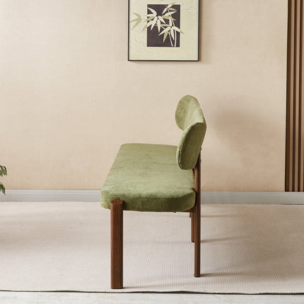 Eetkamerbank Japandi 180cm groen Naomi walnoot