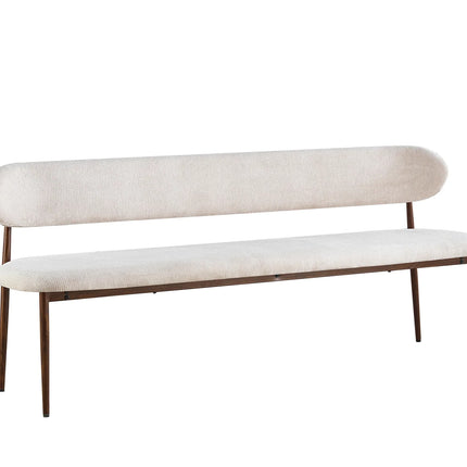 Eetkamerbank Japandi 200cm beige Reika walnoot