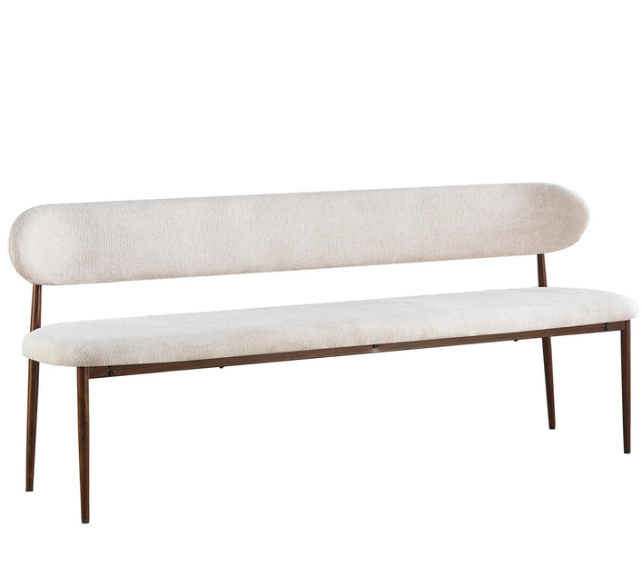 Eetkamerbank Japandi 200cm beige Reika walnoot