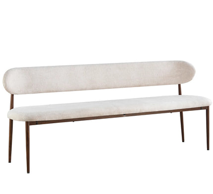 Eetkamerbank Japandi 200cm beige Reika walnoot