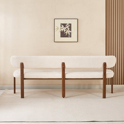 Eetkamerbank Japandi 200cm beige Naomi walnoot