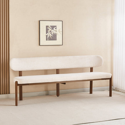 Eetkamerbank Japandi 200cm beige Naomi walnoot