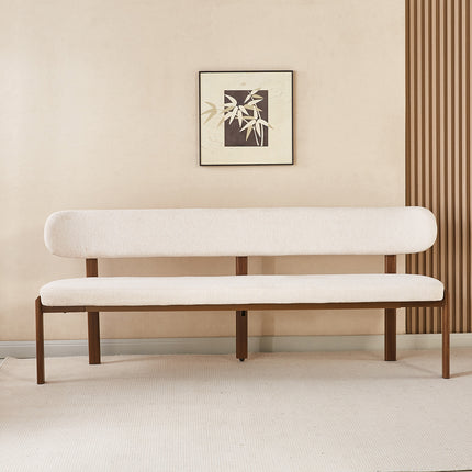 Eetkamerbank Japandi 200cm beige Naomi walnoot