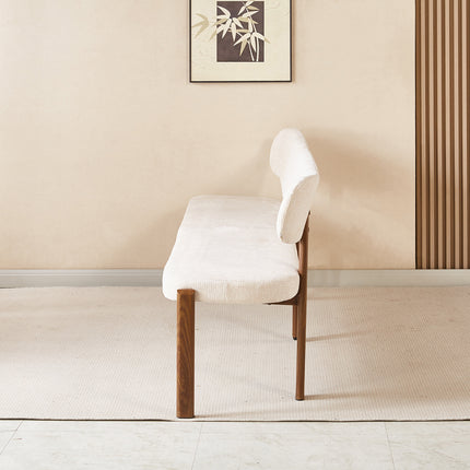 Eetkamerbank Japandi 200cm beige Naomi walnoot