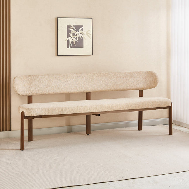 Eetkamerbank Japandi 200cm bruin Naomi walnoot