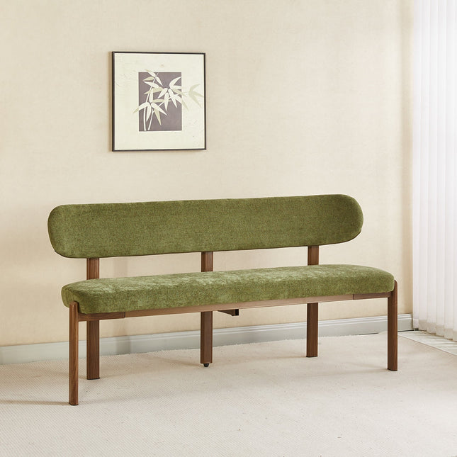 Eetkamerbank Japandi 160cm groen Naomi walnoot