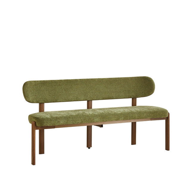 Eetkamerbank Japandi 160cm groen Naomi walnoot